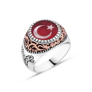 Ay-Yıldız Mineli Erkek Yüzük