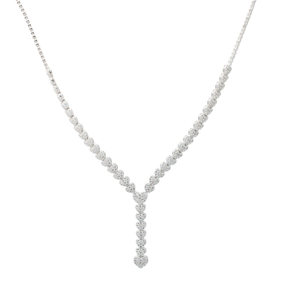 Zirkon Taşlı Kalp Model Bayan Gümüş Set - Görsel 2