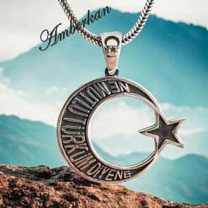 Ne Mutlu Türküm Diyene Yazılı Ay Yıldız Gümüş Kolye
