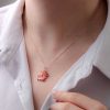 Gümüş Rose Kırmızı Kelebek Kolye - Görsel 3