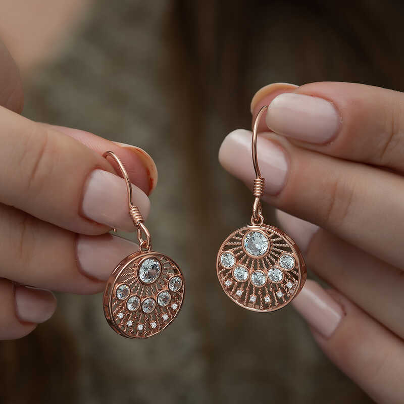 Gümüş Rose Etnik Desenli Bayan Küpe - Görsel 2