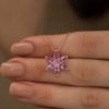 Gümüş Rose Pembe Çiçek Kolye - Görsel 3