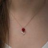 Gümüş Rose Kırmızı Gül Kolye - Görsel 2