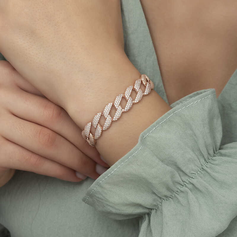 Gümüş Rose Taşlı Gurmet Bayan Bileklik - Görsel 5