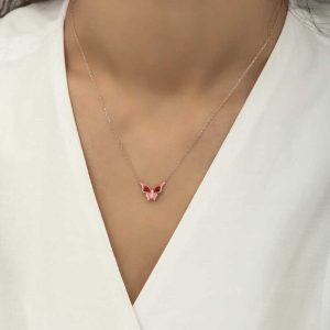 Alternative view of Gümüş Rose Minimal Kelebek Bayan Kolye