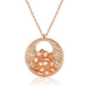 Gümüş Rose Yaşam Çiçeği Kolye