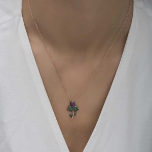 Alternative view of Gümüş Rose Lale Kadın Kolye