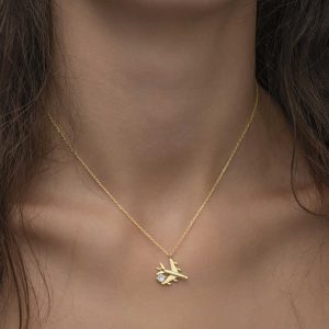 Alternative view of Gümüş Gold Tek Taşlı Uçak Kadın Kolye