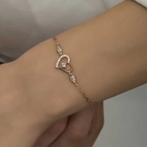Alternative view of Gümüş Rose Kalpli Tektaş Kadın Bileklik
