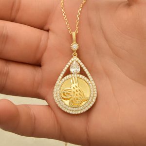 Alternative view of Gümüş Gold Kaplama Damla Tuğralı Kadın Kolye