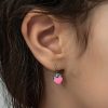 Gümüş Pembe Kalp Sallantılı Çocuk Küpe - Görsel 4