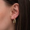 Gümüş Gold 3 mm Burgu Şarnel Küpe - Görsel 3