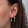 Gümüş Gold 3 mm Burgu Şarnel Küpe - Görsel 4