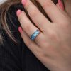 Gümüş Rose Baget Aquamarine Taşlı Kadın Yüzük - Görsel 4
