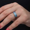 Gümüş Rose Baget Aquamarine Taşlı Kadın Yüzük - Görsel 5