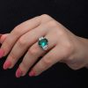 Gümüş Yeşil Renk Paraiba Taşlı Kadın Yüzük - Görsel 5