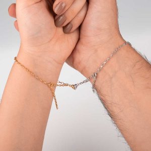 Alternative view of Gümüş Rodyum Rose Çift Kalpli Aşk Bileklik