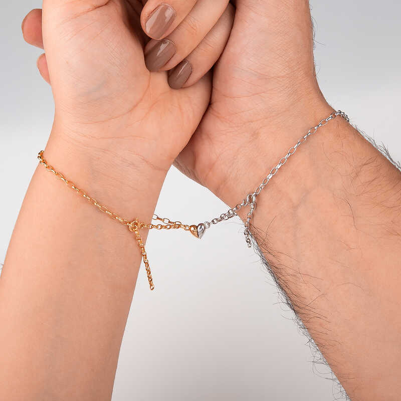 Gümüş Rodyum Rose Çift Kalpli Aşk Bileklik - Görsel 2