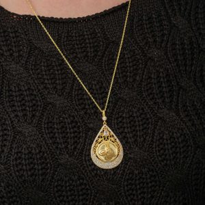 Alternative view of Gümüş Gold Kaplama Damla Tuğralı Kadın Kolye