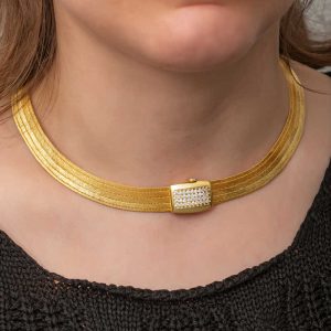 Alternative view of Gümüş Gold Zirkon Taşlı Trabzon Hasır Kadın Kolye