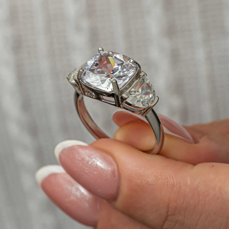 Gümüş Beyaz Zirkon Taşlı Kadın Yüzük - Görsel 2