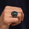 Gümüş Aquamarine Taşlı Erkek Yüzük - Görsel 3