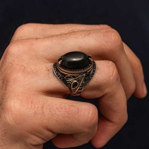 Alternative view of Gümüş Oniks Taşlı Erkek Yüzük