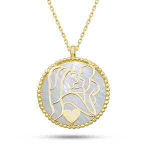 Alternative view of Gümüş Fosforlu Gold Anne Çocuk Sevgisi Kadın Kolye